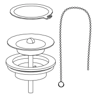 Servantventil med ring, kjede og propp