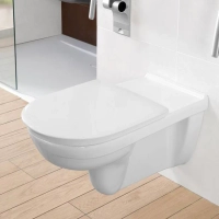Gustavsberg toalettskål uten skyllekant, lang skål, vegghengt