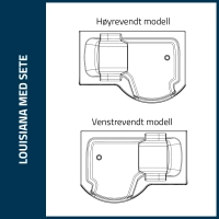 Louisiana badekar med glassdør og sete