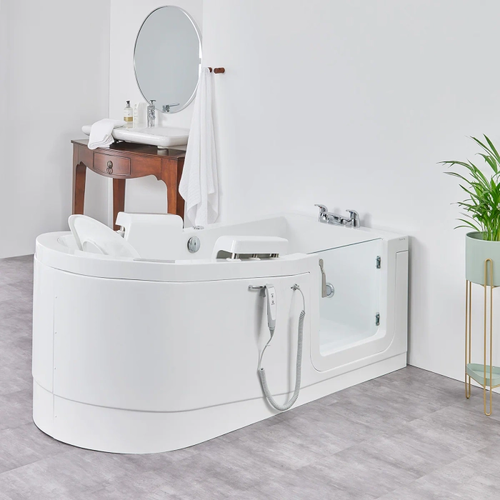 Easy Riser badekar med glassdør, halvøy