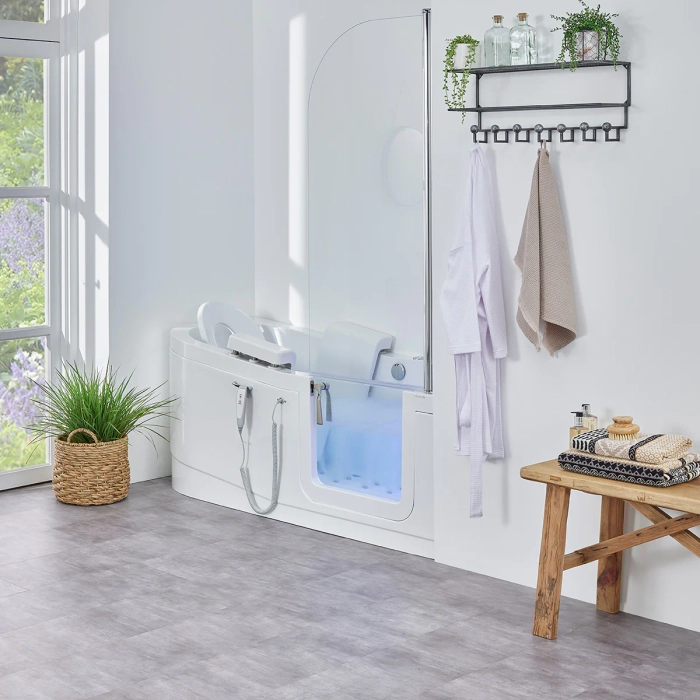 Easy Riser badekar med glassdør, hjørne