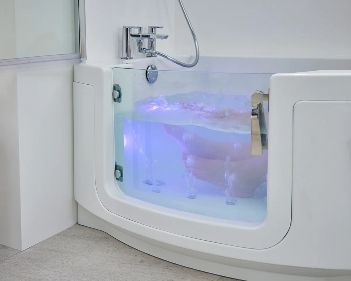 Indiana badekar med glassdør og sete