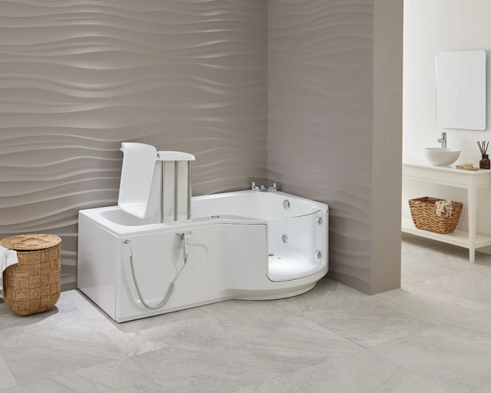 Louisiana badekar med glassdør og sete