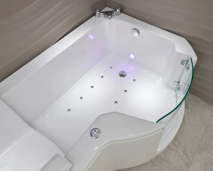 Louisiana badekar med glassdør og sete