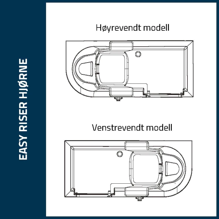 Easy Riser badekar med glassdør, hjørne