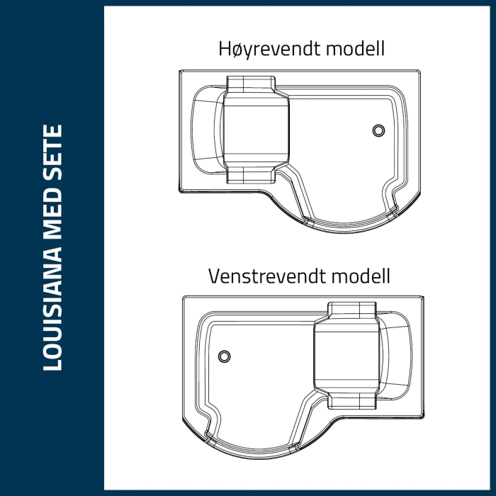Louisiana badekar med glassdør og sete