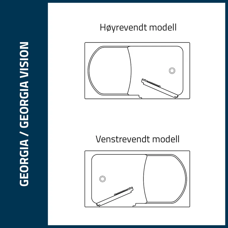 Georgia Vision badekar med glassdør