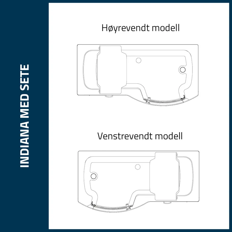 Indiana badekar med glassdør og sete