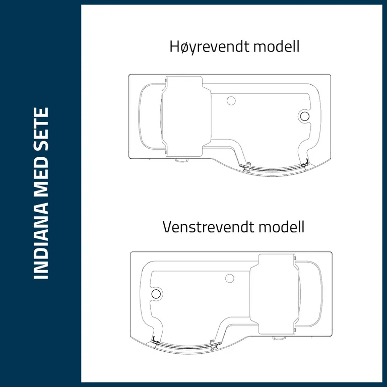 Indiana badekar med glassdør og sete
